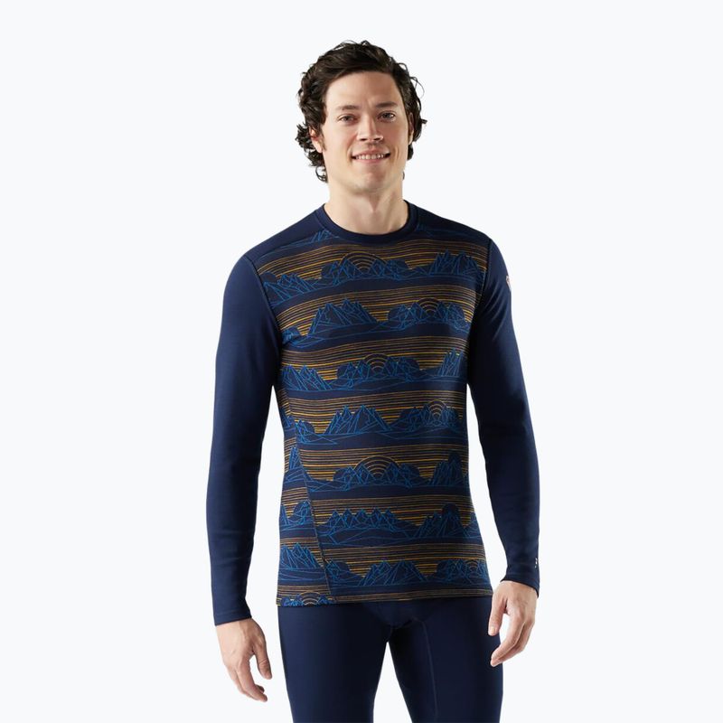 Langärmliges, thermoaktives Herren-Shirt Smartwool Merino 250 Baselayer Crew Boxed deep navy geo peaks