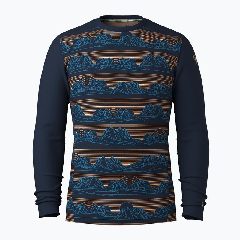 Herren Thermoaktiv-Longsleeve Smartwool Merino 250 Baselayer Crew Boxed deep navy geo peaks 3