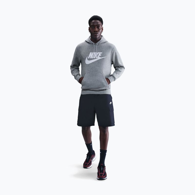 Herren Nike Club Pullover Hoodie dark grey heather/light smoke grey/white 2