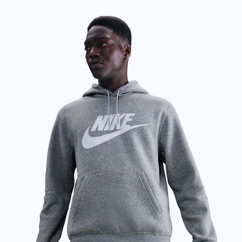 Herren Nike Club Pullover Hoodie dark grey heather/light smoke grey/white 4