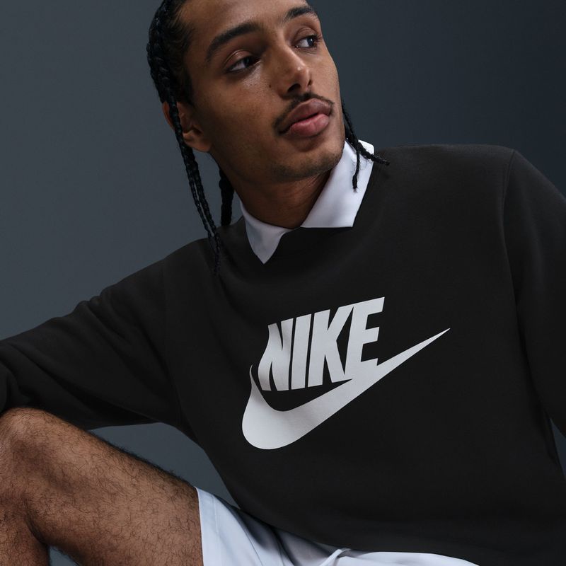 Herren-Sweatshirt Nike Sportswear Club Graphic Fleece Crew Black/White 6