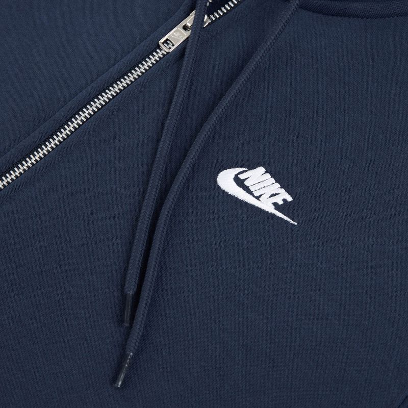 Nike Club Kapuzenpullover mit durchgehendem Reißverschluss für Männer obsidian/obsidian/weiß 8