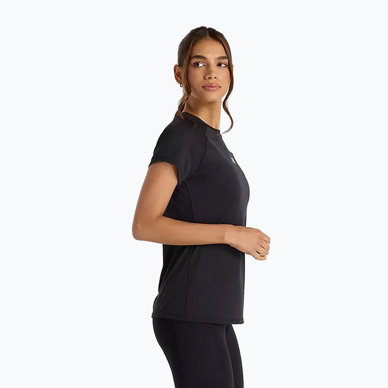Frauen New Balance Saisonale Jacquard schwarzes T-shirt 3