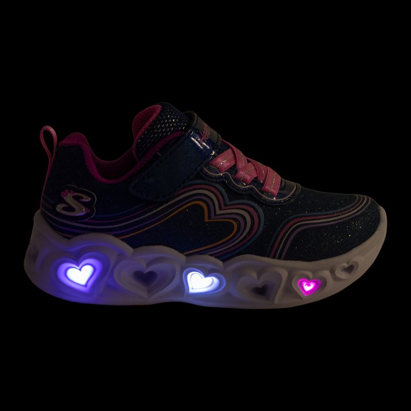Kinderschuhe SKECHERS Heart Lights Retro Hearts navy leather/multi trim 8