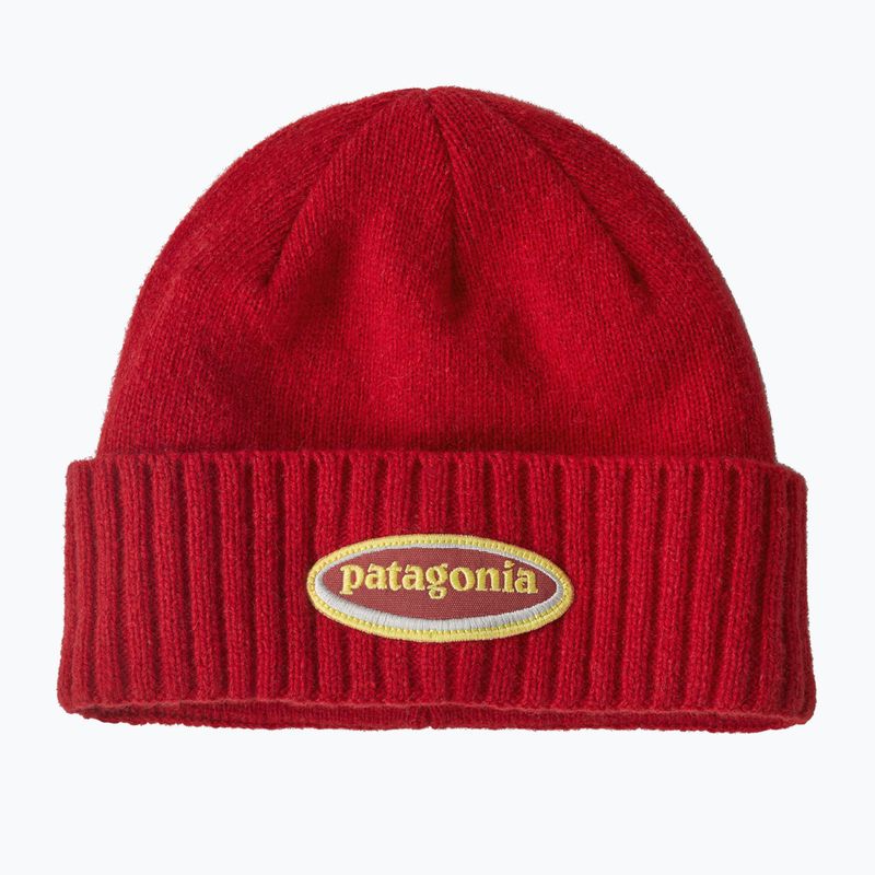 Patagonia Brodeo Beanie Wintermütze ovales Logo: amanita rot