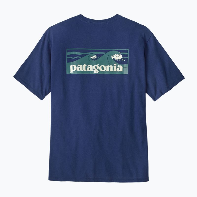 Herren Patagonia Boardshort Logo Tasche T-shirt Responsibili clementi blau 3