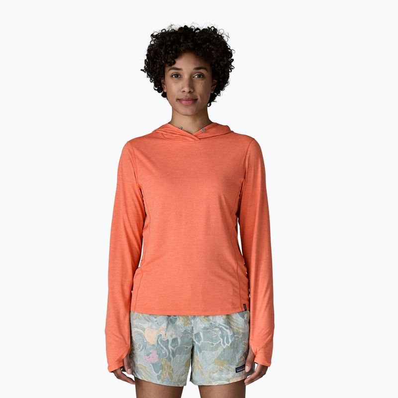 Damen Sweatshirt Patagonia Capilene Cool Sun Hoody mellow melon/peach sherbet x-dye