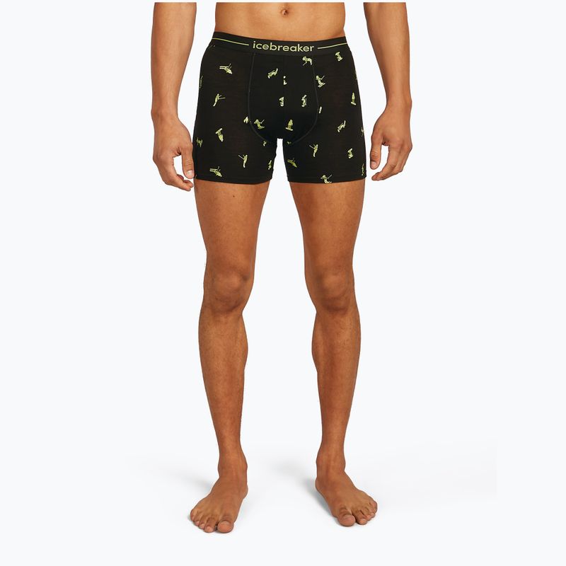 Thermoaktive Boxershorts Herren icebreaker Anatomica Snow Day black/peridot/aop 2
