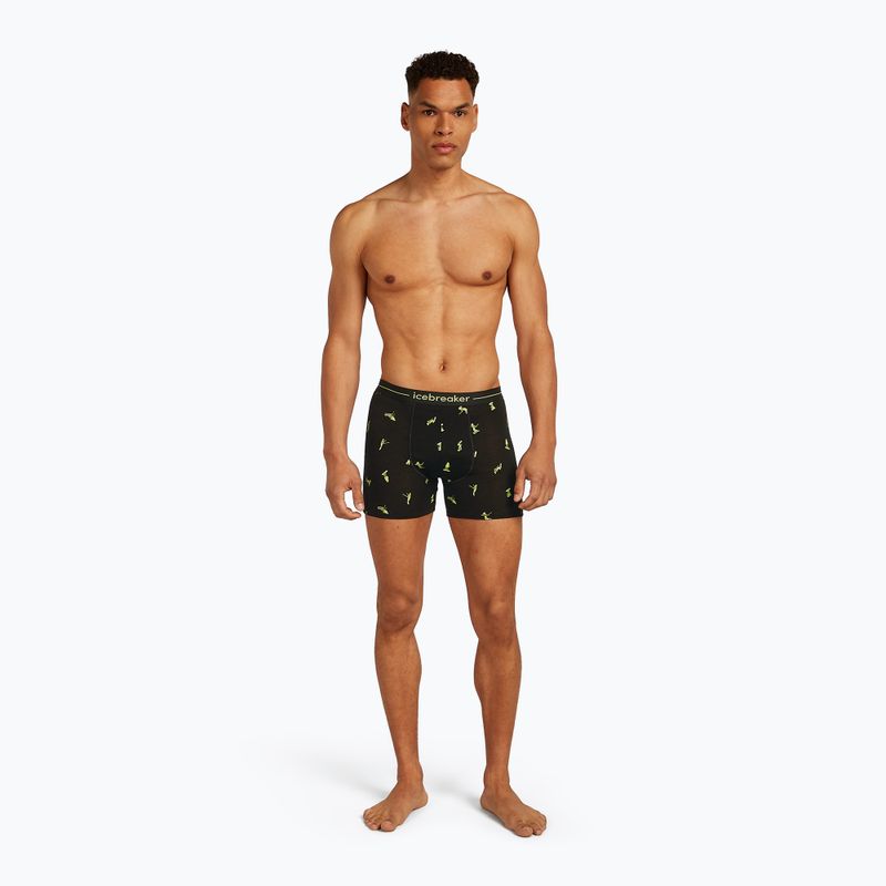 Thermoaktive Boxershorts Herren icebreaker Anatomica Snow Day black/peridot/aop 3