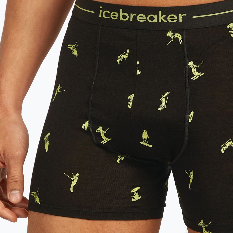 Thermoaktive Boxershorts Herren icebreaker Anatomica Snow Day black/peridot/aop 5