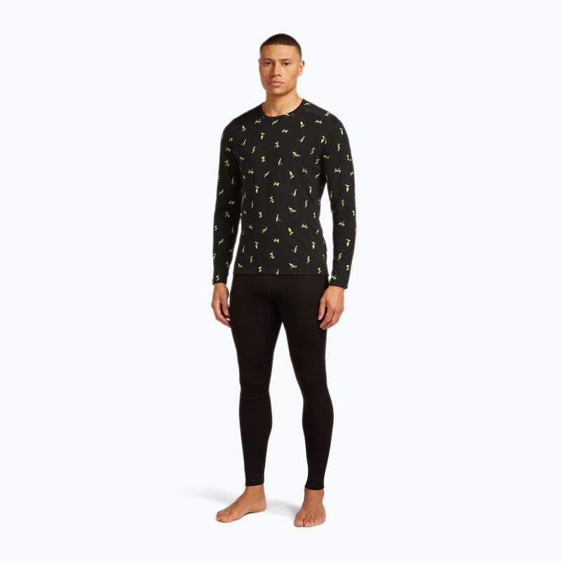 Thermo-Longsleeve Herren icebreaker Merino 200 Oasis Crewe Snow Day black/peridot/aop 2