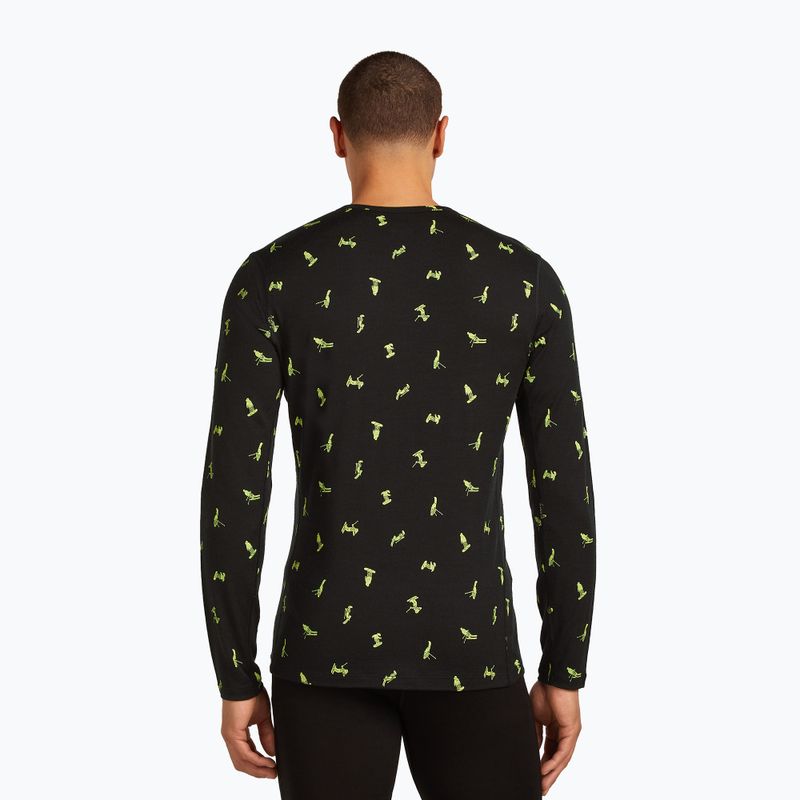 Herren Thermoaktivshirt icebreaker Merino 200 Oasis Crewe Snow Day black/peridot/aop 3