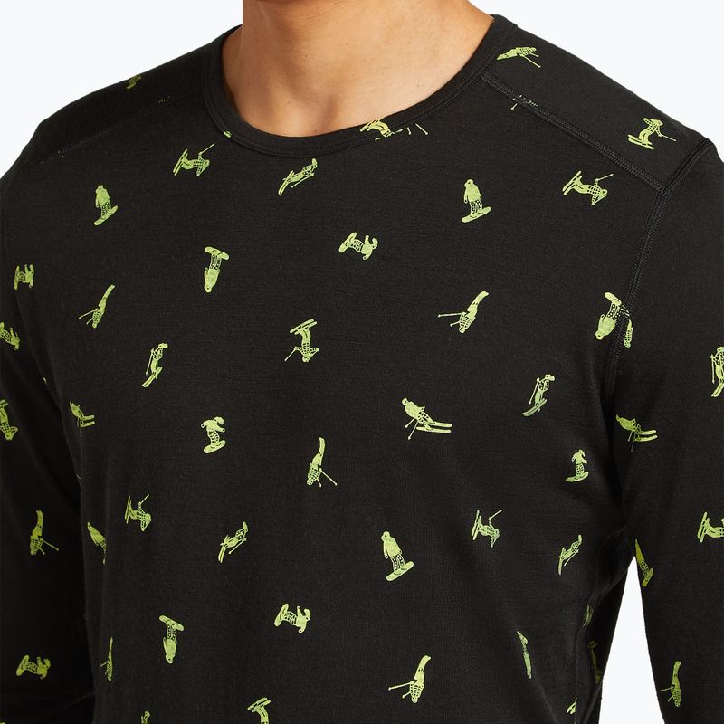 Thermo-Longsleeve Herren icebreaker Merino 200 Oasis Crewe Snow Day black/peridot/aop 6