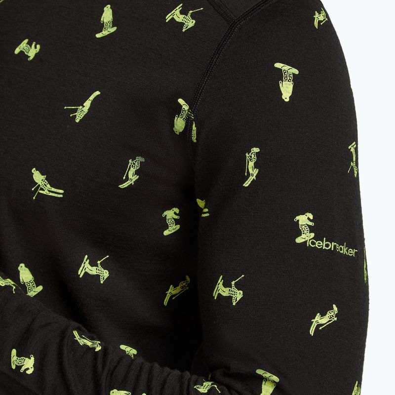 Thermo-Longsleeve Herren icebreaker Merino 200 Oasis Crewe Snow Day black/peridot/aop 7