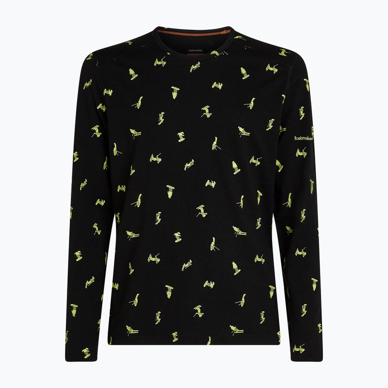 Thermo-Longsleeve Herren icebreaker Merino 200 Oasis Crewe Snow Day black/peridot/aop 8