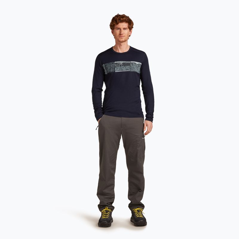 Herren Icebreaker Merino 200 Oasis Crewe Elevation Line midnight navy thermal longsleeve 2
