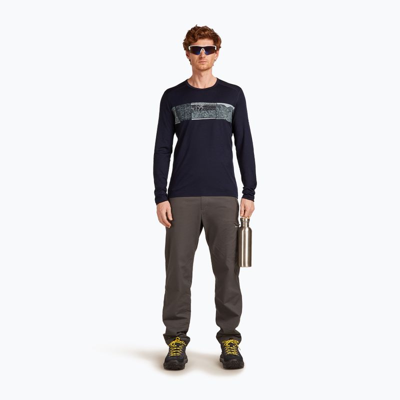 Herren Icebreaker Merino 200 Oasis Crewe Elevation Line midnight navy thermal longsleeve 4