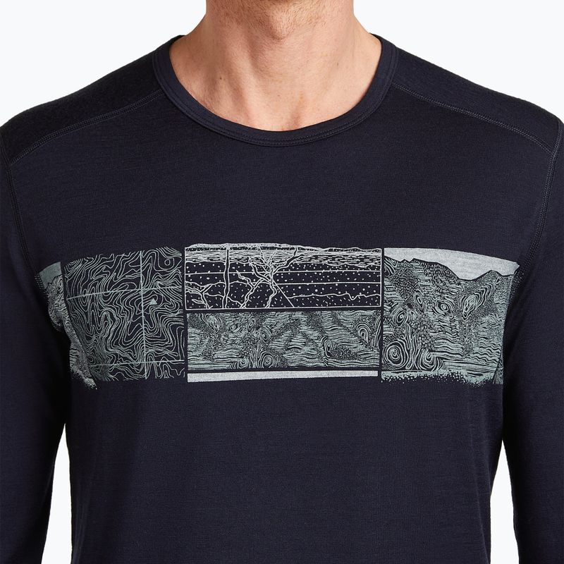 Herren Icebreaker Merino 200 Oasis Crewe Elevation Line midnight navy thermal longsleeve 5