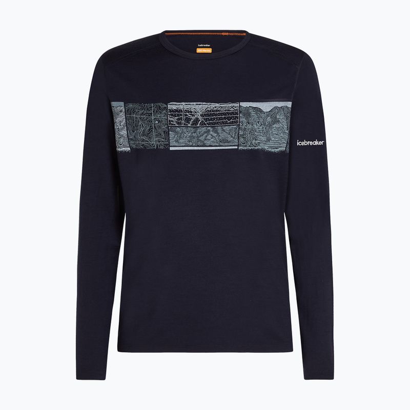 Herren Icebreaker Merino 200 Oasis Crewe Elevation Line midnight navy thermal longsleeve 7