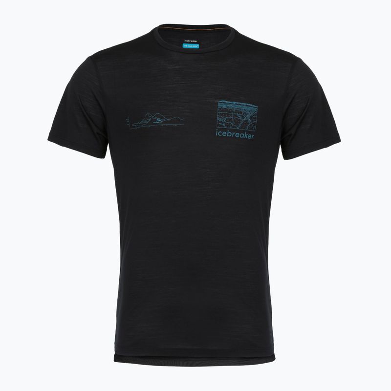 Herren-T-Shirt icebreaker Merino Blend 125 Cool-Lite Sphere Trail schwarz