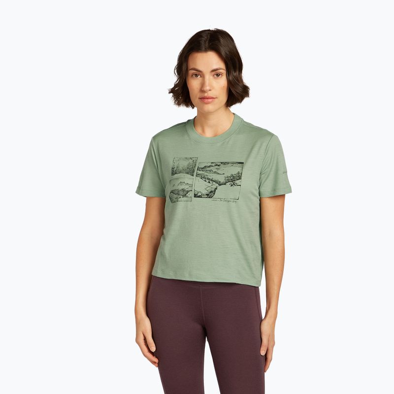 Damen T-Shirt icebreaker Merino 150 Tech Lite Crop The Climb seaglass