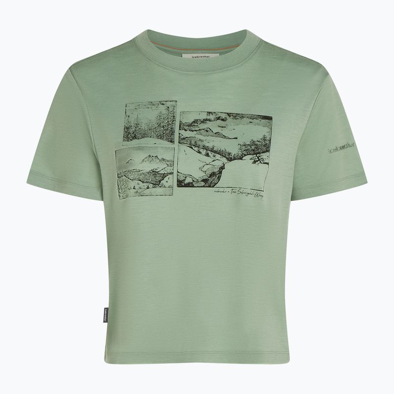 Damen T-Shirt icebreaker Merino 150 Tech Lite Crop The Climb seaglass 7
