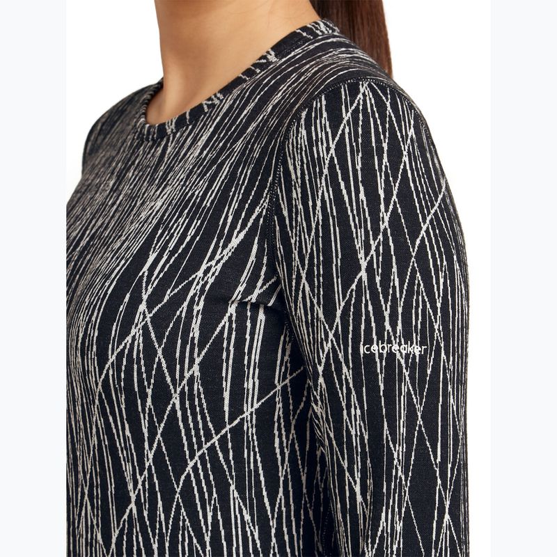 Damen Trekking-Longsleeve Icebreaker Merino 260 Tech Vertex Crewe Delta Lines AOP black/snow/j 6