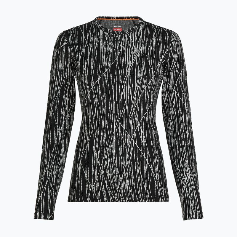 Damen Trekking-Longsleeve Icebreaker Merino 260 Tech Vertex Crewe Delta Lines AOP black/snow/j 7
