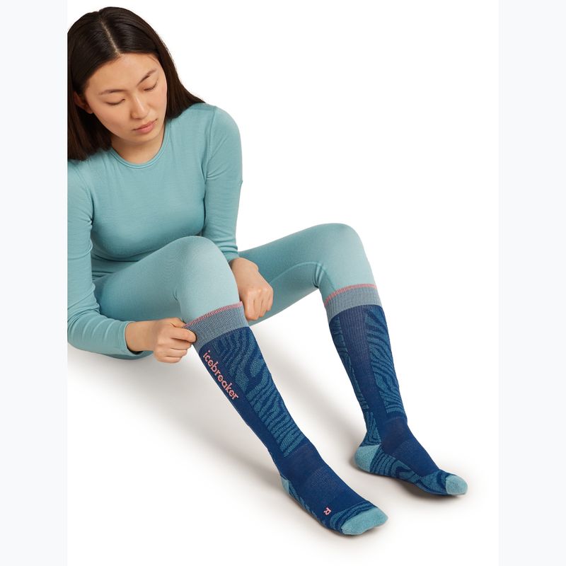 Skisocken Damen Icebreaker Merino Ski+ Light OTC Mountain Contour atlantis/hydro/acid pink 4