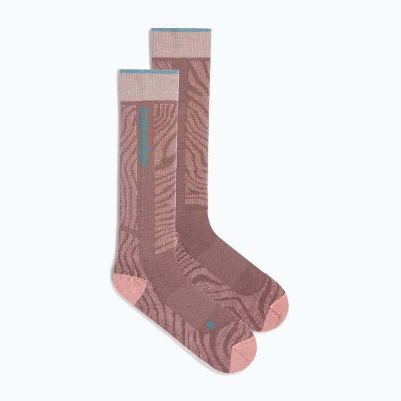 Damen Skisocken Icebreaker Merino Ski+ Light OTC Mountain Contour summit/blush/hydro 2