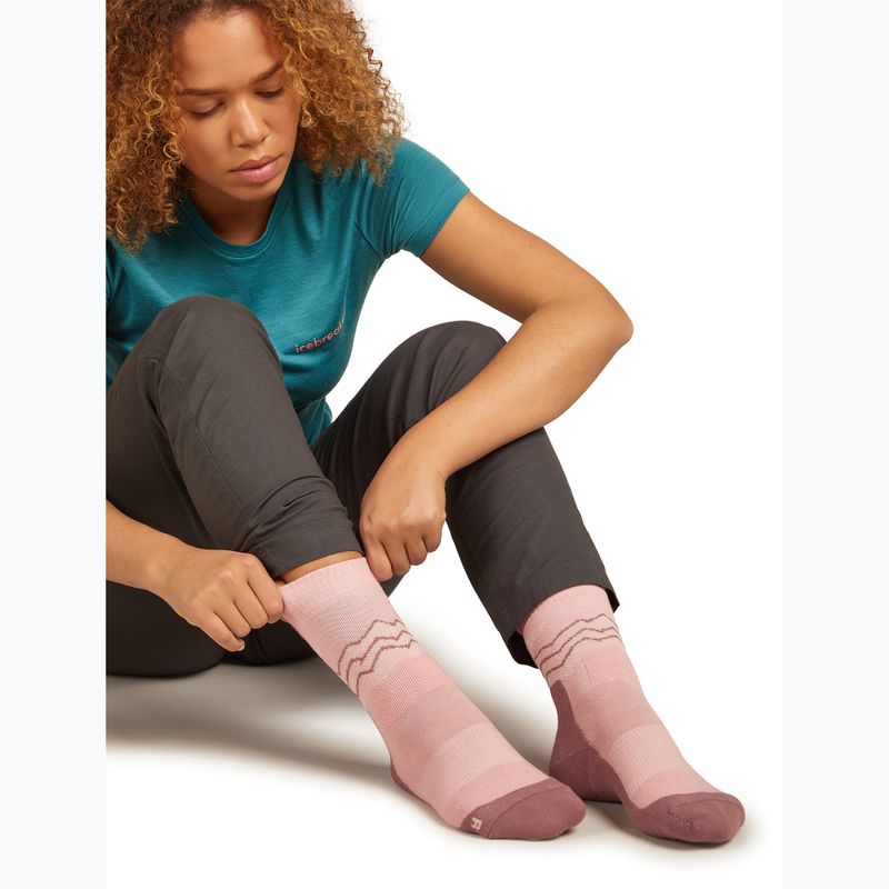 Socken Damen icebreaker Merino Hike+ Medium Crew Across the Peaks blush/summit/ecru heather 4