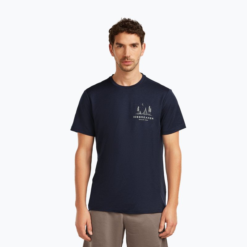 Herren T-Shirt icebreaker Merino 150 Tech Lite Peaceful Pass Tee midnight navy