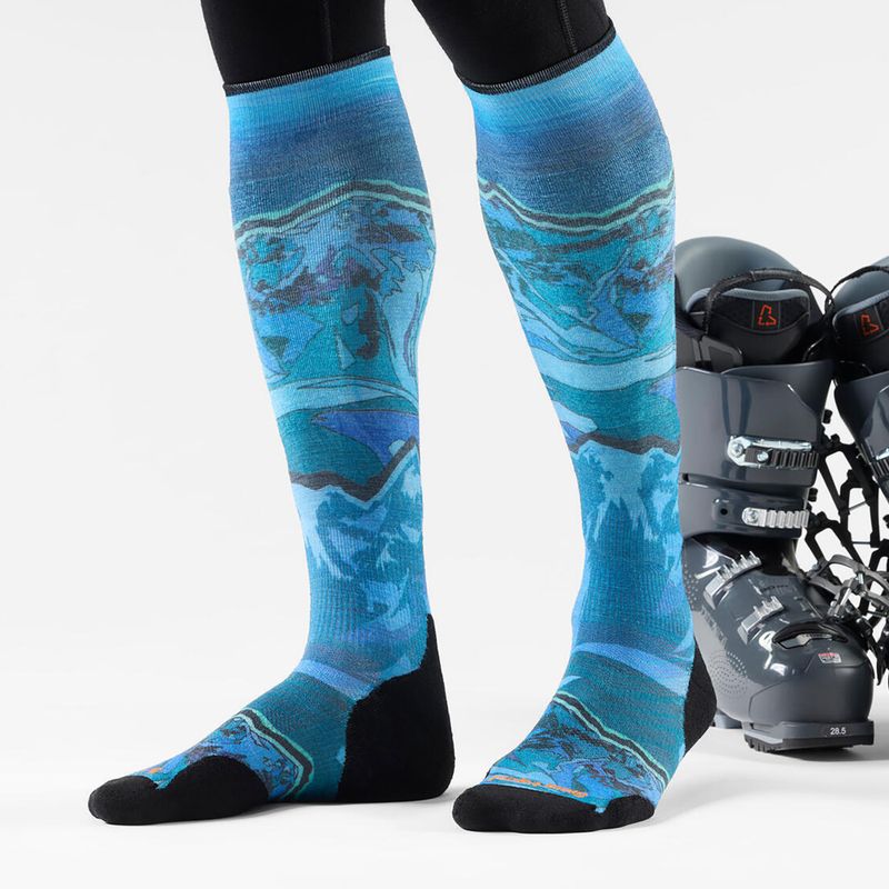 Skisocken Smartwool Ski Targeted Cushion Storm Peak Print OTC nightfall blue 2
