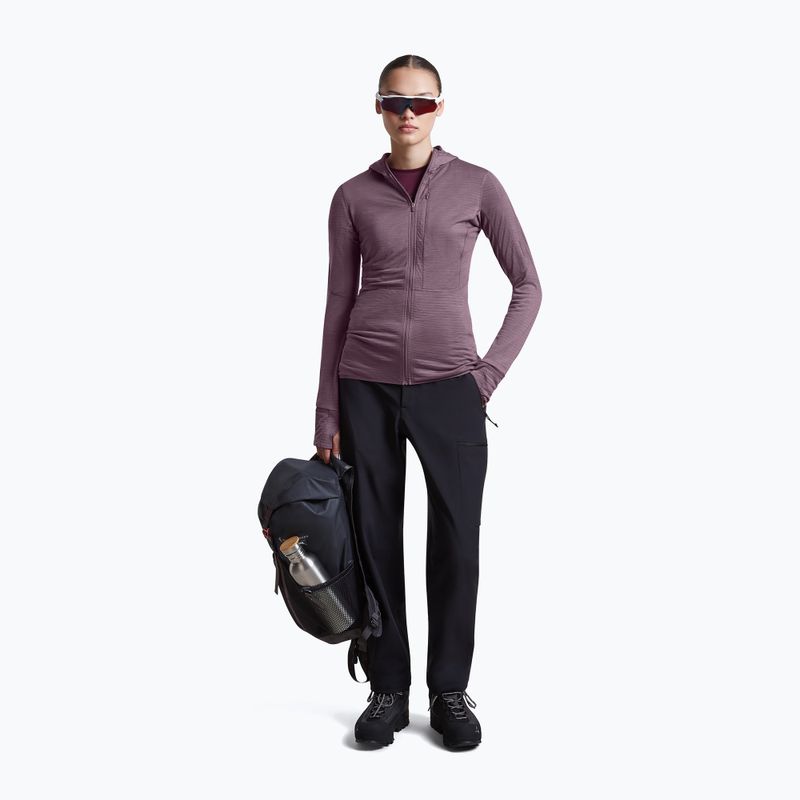 Damen-Trekkingsweatshirt Icebreaker Merino 200 Realfleece Descender Half Zip Hoodie grey plum 2