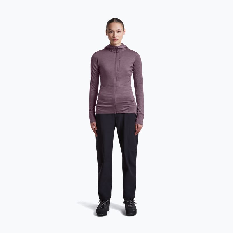Damen-Trekkingsweatshirt Icebreaker Merino 200 Realfleece Descender Half Zip Hoodie grey plum 4