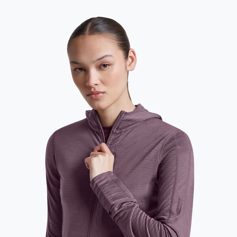Damen-Trekkingsweatshirt Icebreaker Merino 200 Realfleece Descender Half Zip Hoodie grey plum 8