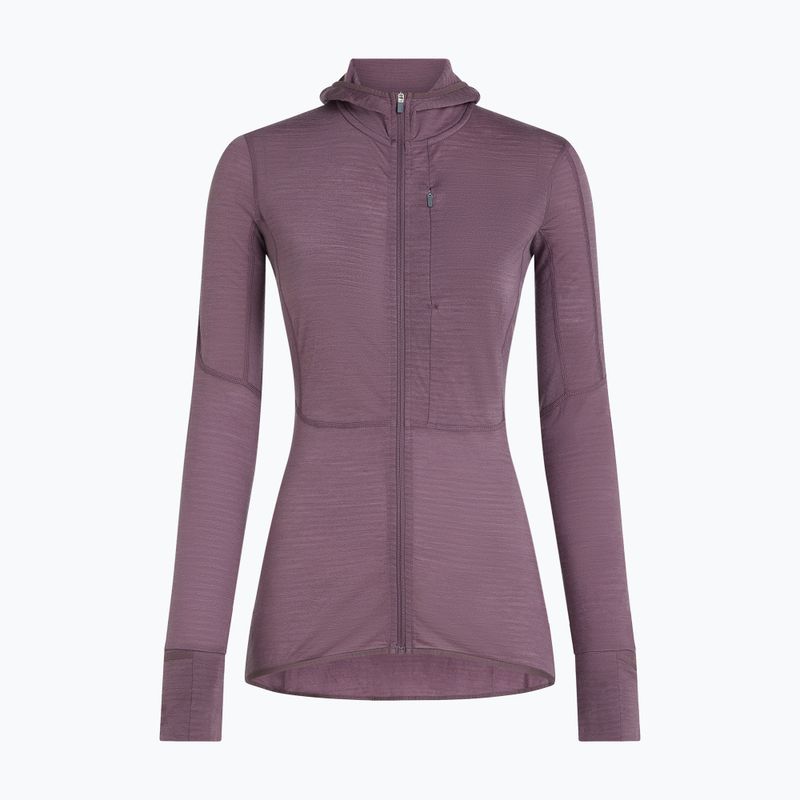 Damen-Trekkingsweatshirt Icebreaker Merino 200 Realfleece Descender Half Zip Hoodie grey plum 10