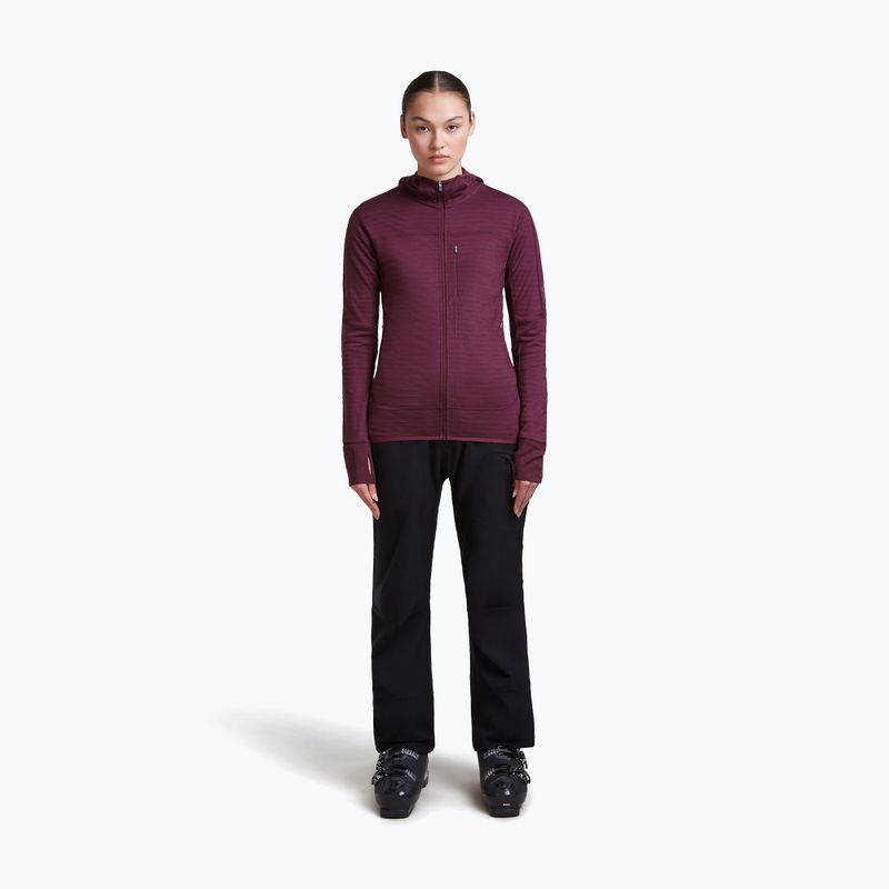 Damen-Trekkingsweatshirt Icebreaker Merino 300 Realfleece Descender Zip Hoodie dark berry 2