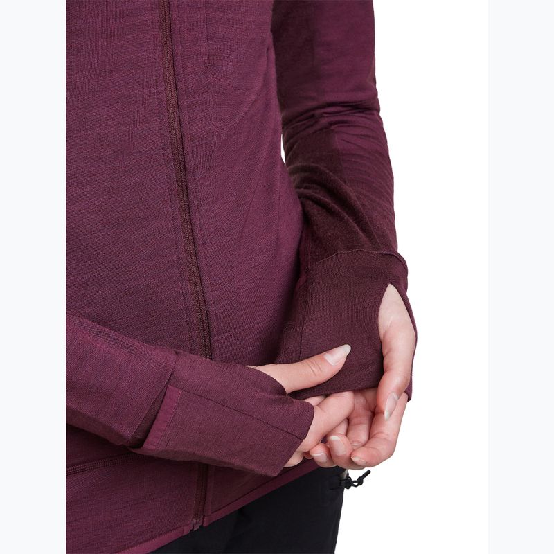 Damen-Trekkingsweatshirt Icebreaker Merino 300 Realfleece Descender Zip Hoodie dark berry 9