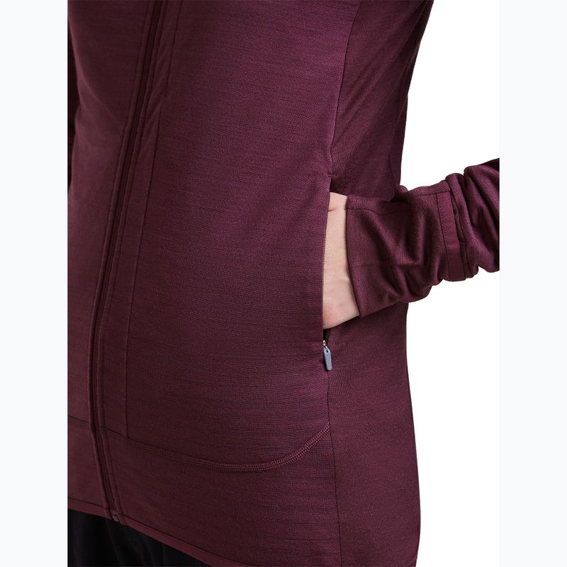 Damen-Trekkingsweatshirt Icebreaker Merino 300 Realfleece Descender Zip Hoodie dark berry 10