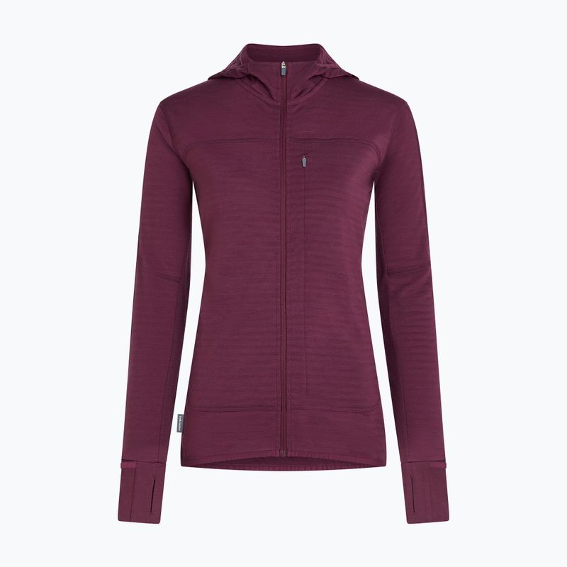 Damen-Trekkingsweatshirt Icebreaker Merino 300 Realfleece Descender Zip Hoodie dark berry 11