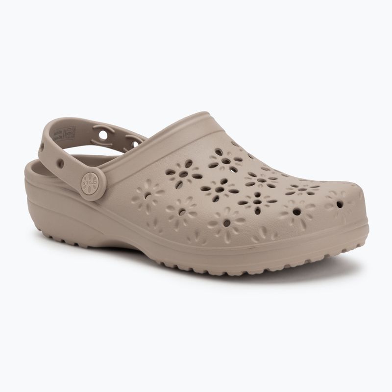 Crocs Classic Floral Cutout Clog Flip-Flops taupe 2