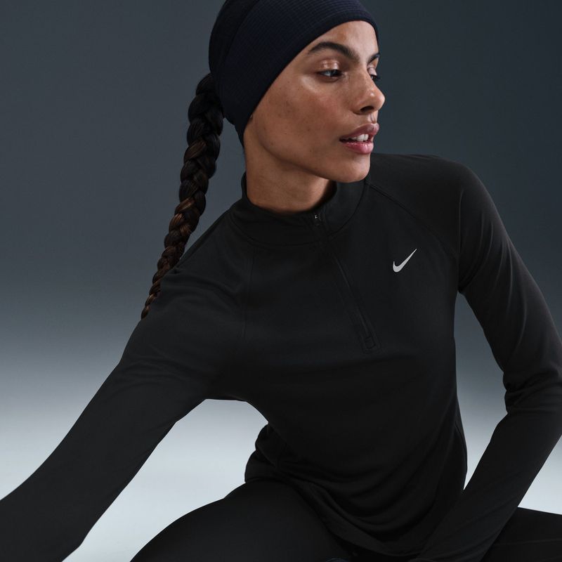 Damen-Lauf-Langarmshirt Nike Tempo Swoosh Run Dri-Fit 1/4-Zip black/white 4