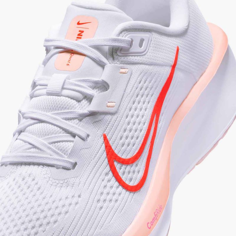 Nike Quest 6 Damen Laufschuhe Weiß / Helles Karminrot / Gewaschene Koralle 8