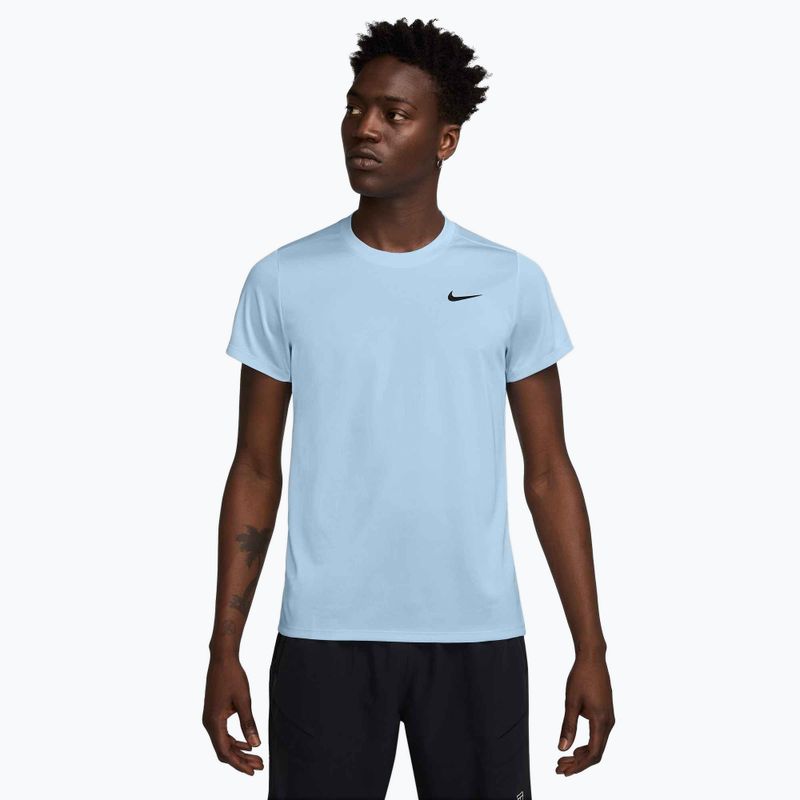 Herren Nike Court Dri-Fit Victory Tennisshirt celestinblau/schwarz