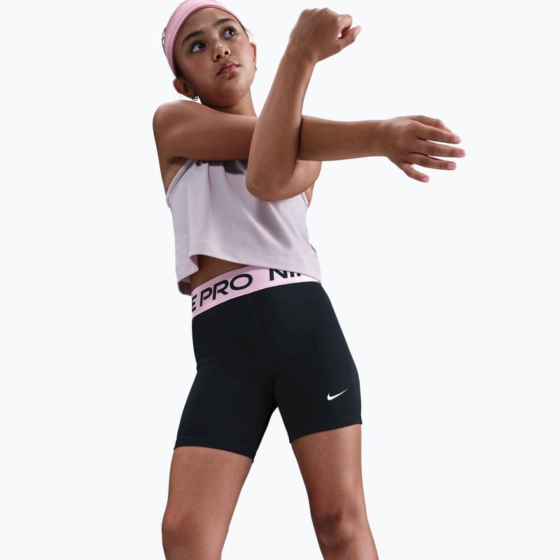 Nike Pro Dri-Fit 5" Kinder-Shorts schwarz/med soft pink/weiß 4