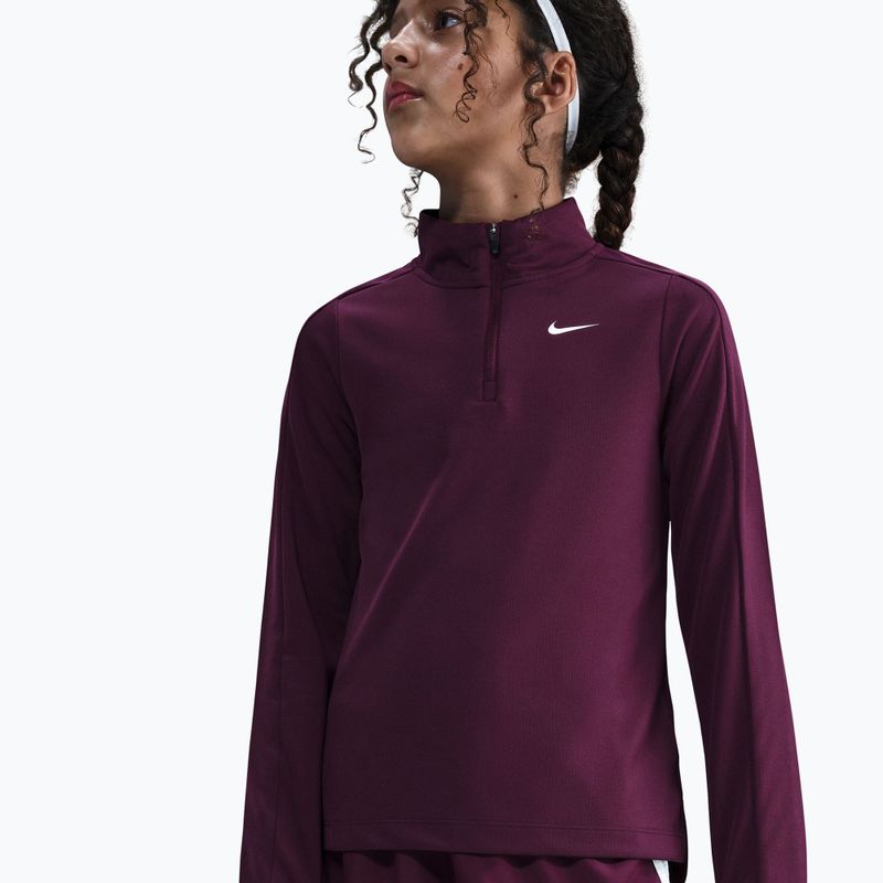 Training-Longsleeve Kinder Nike Dri-Fit 1/4 Zip bordeaux/white 4