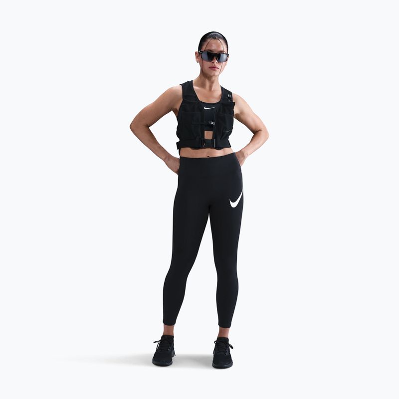 Damen-Laufleggings Nike Tempo Swoosh Run High-Waisted 7/8 black/white 2