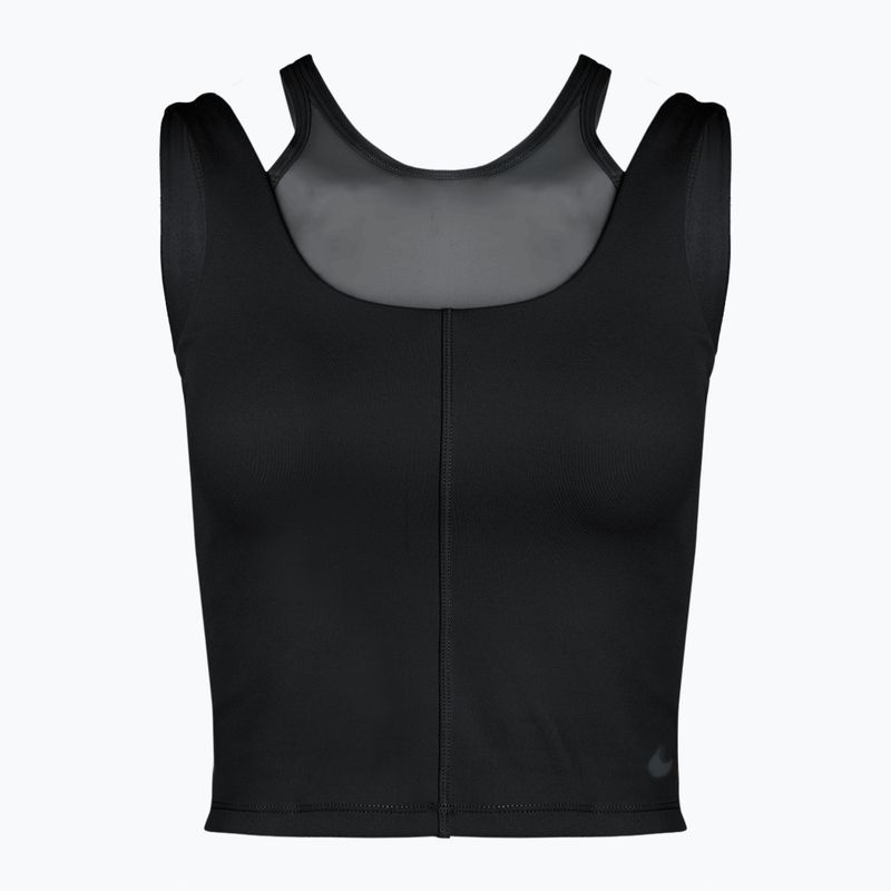 Damen Trainingstop Nike One Fitted Dri-Fit Cropped Tank schwarz/dunkel rauchgrau 6