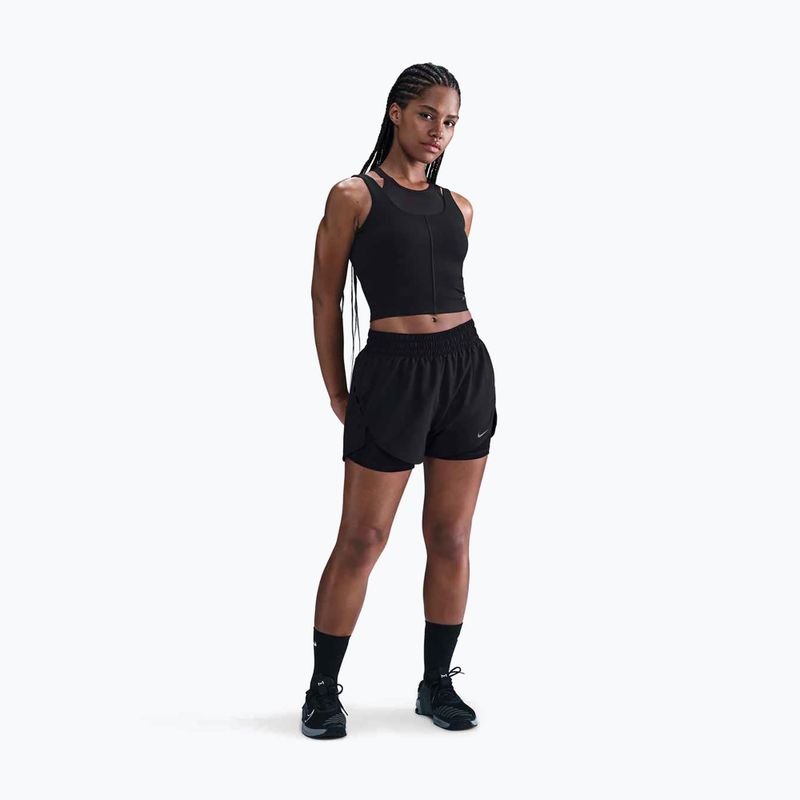 Damen Trainingstop Nike One Fitted Dri-Fit Cropped Tank schwarz/dunkel rauchgrau 2